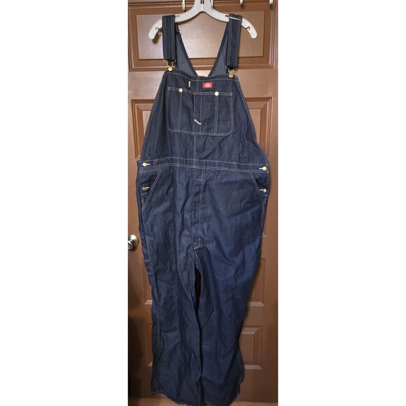 Dickies Overalls Mens Size 48x30 Blue Bib Coveralls Denim Carpenter Work farmer - Picture 1 of 5